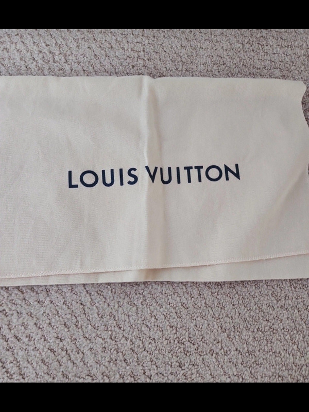 Louis Vuitton Cream Dust Bag with Navy Logo